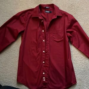 Boys long sleeve dark red button down shirt